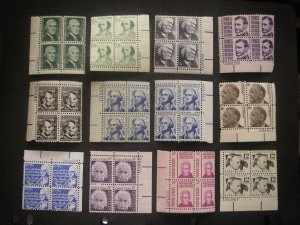 PROMINENT AMERICANS - Complete Plate Block Set, Scott 1278-1295 & 1393D-1400