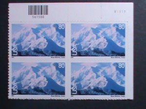 ​UNITED STATES-2001 AIRMAIL SC#C137  MT.MCKINLEY MNH IMPRINT  BLOCK VERY FINE