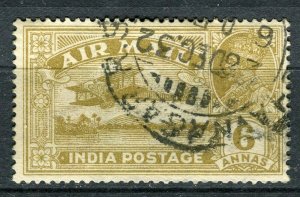 INDIA; 1929 early GV AIR MAIL issue fine used Shade of 6a. value,