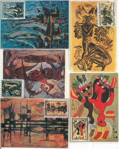 26293 - FRENCH POLYNESIA - SET OF 5 MAXIMUM CARD - YVERT PA 65/9 - 1972 - ART-