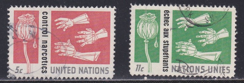 United Nations - New York # 131-132, Control of Narcotics, Used, 1/3 Cat.