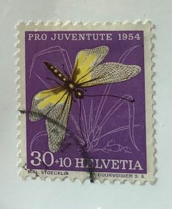 Switzerland 1954  Scott B240 used - 30 + 10c, Jeremias Gotthelf ,  Insects