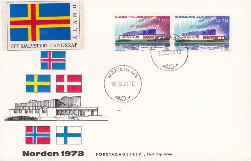 Finland - Aland Islands 1973 NORDEN Issue on First Day Cover Canceled Marihamn