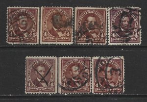 UNITED STATES - #254 - 4c ABRAHAM LINCOLN USED STAMPS LOT