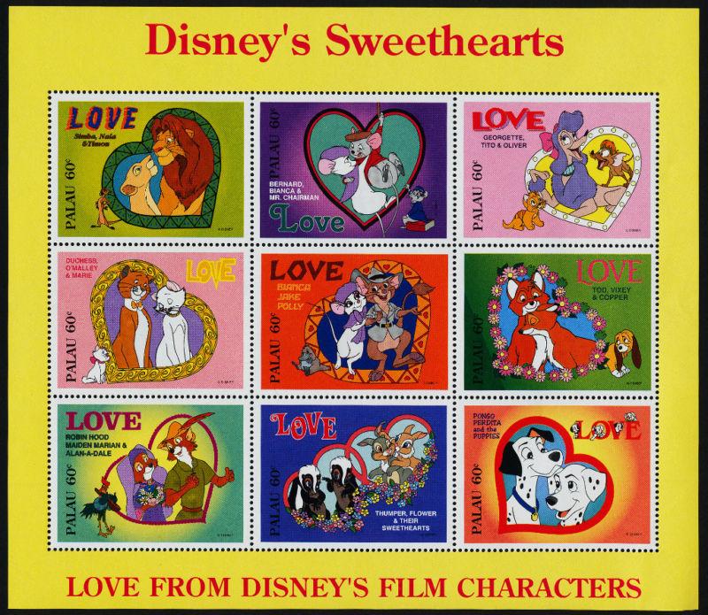 Palau 393-5 MNH Disney Sweethearts, Dogs, Cats, Animals