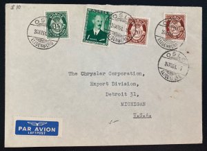 1951 Oslo Norway Spanish Legation airmail Cover To Detroit MI USA