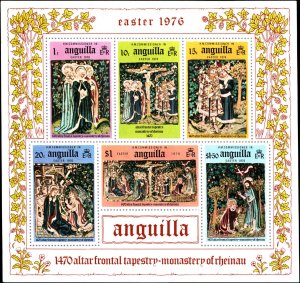 Anguilla #258a, Complete Set, S/S Only, 1976, Art, Never Hinged