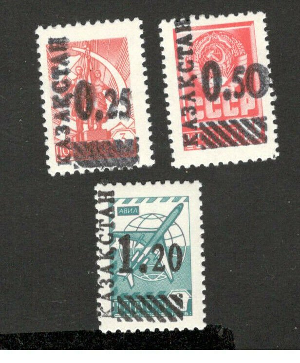 KAZAKHSTAN - MNH 3 STAMPS - OVERPRINT ON RUSSIAN STAMPS