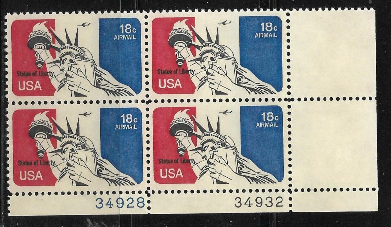 United States - Scott #C87 18c Statue of Liberty LR PB#34925-34932 NH DCV=$1.50