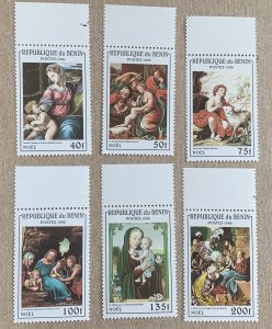 Benin 1996 Christmas paintings, MNH.  Scott 836-841, CV $4.20