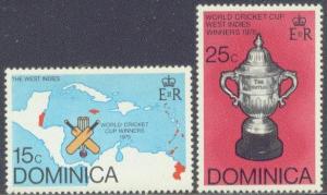 DOMINICA  492-93 MNH 1976 WORLD CRICKET CUP