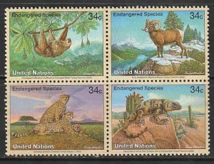 2002 UN-NY - Sc 821a - MNH VF - block of 4 - Endangered species