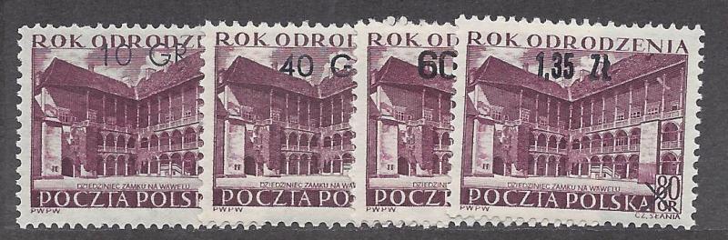 Poland, 733-36, Surcharged New Values Singles,**MNH**