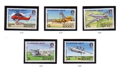 Alderney Sc 18-22 1985 50th anniv Airport stamps mint NH