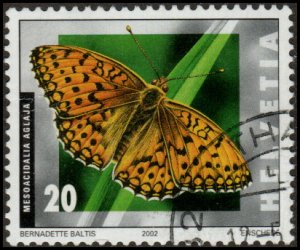 Switzerland 1127 - Used - 20c Dark Green Fritillary Butterfly (2002)
