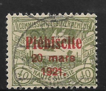 Upper Silesia - Plebiscite - Scott #37 - 40pf Olive Green  F - Used-