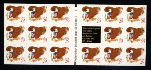 SCOTT 2597 1992 29 CENT EAGLE & SHIELD BOOKLET PANE ISSUE NH VF CAT $10!
