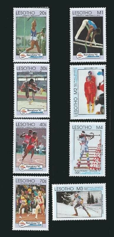 Lesotho 1992 Summer & Winter Olympics  8 Stamp Set 12E-007