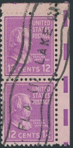 US 817 12 cent Presidential Issue; Used vertical pair -- See details and scan