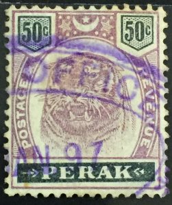 MALAYA 1895 PERAK 50c Tiger Used SG#74 M2888