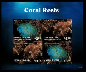 Union Island 2014 - Coral Reefs - Sheet of 4 IMPERF Stamps - MNH