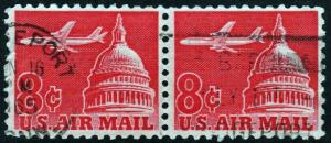 SC#C64 8¢ Jet Airliner Over Capitol Pair (1962) Used