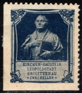 Vintage Austria Poster Stamp 2 H Church Building Fund Leopoldstadt Brigittenau