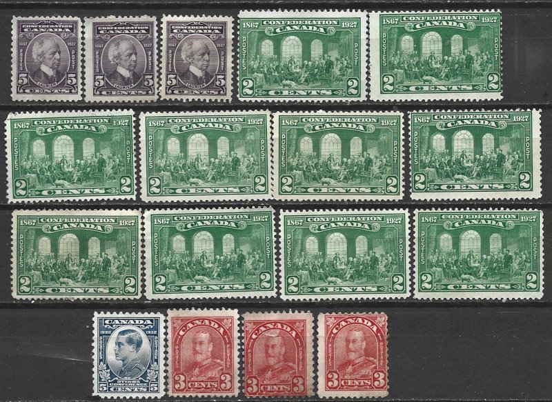 COLLECTION LOT 7435 CANADA 17 UNG STAMPS 1927+ CLEARANCE