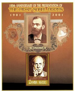 Zambia 2002 - Nobel Prize 100th Anniversary Gerard Debreu - Souvenir Sheet - MNH