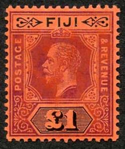 Fiji SG137 KGV One Pound Purple & Black on Red Die 1 M/Mint