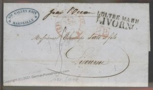 France 1849 Marseille Livorno D Oltre Mare Sea Mail  Disinfected Cholera  102370