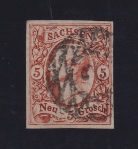 German States (Saxony) Sc 13var (1856-63) 5ngr dark vermilion VF Used (Mi. 12aa)