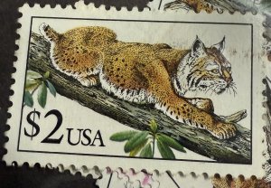 US 1990 $2.00 Bobcat #2482 USED