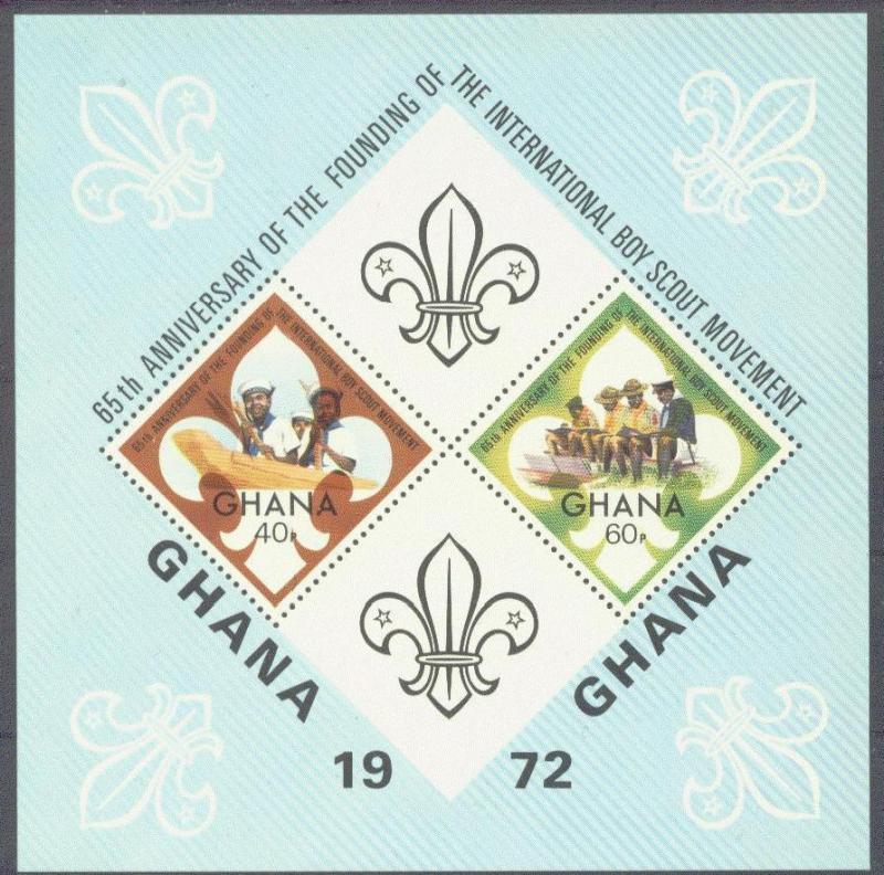 GHANA 465 MNH 1972 Boy Scout 65th Anniversary Souvenir Sheet