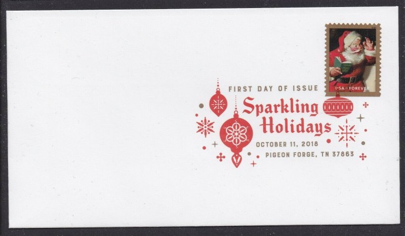 US 5332-5335 Sparkling Holidays Santa (set of 4) DCP FDC 2018 