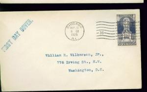 1926 FDC = Erickson Memorial - Chicago = Scott# 628 = Rub...