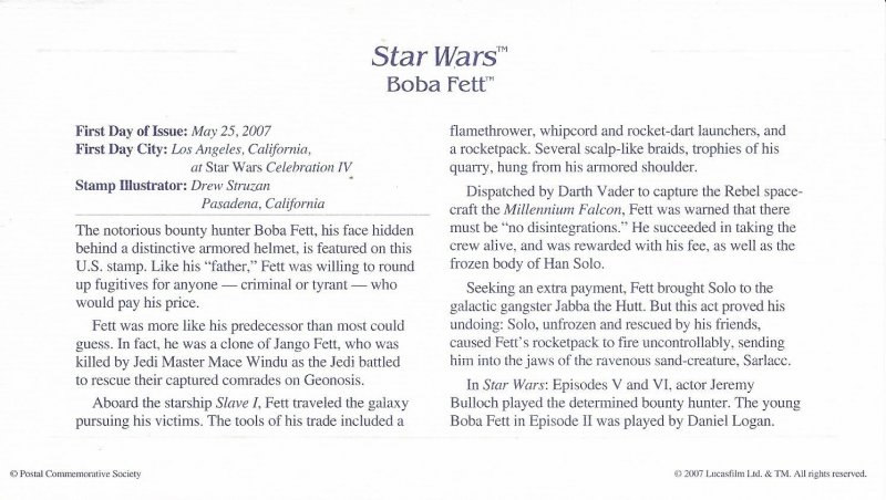 2007 FDC, #4143j, 41c Star Wars, PCS w/insert