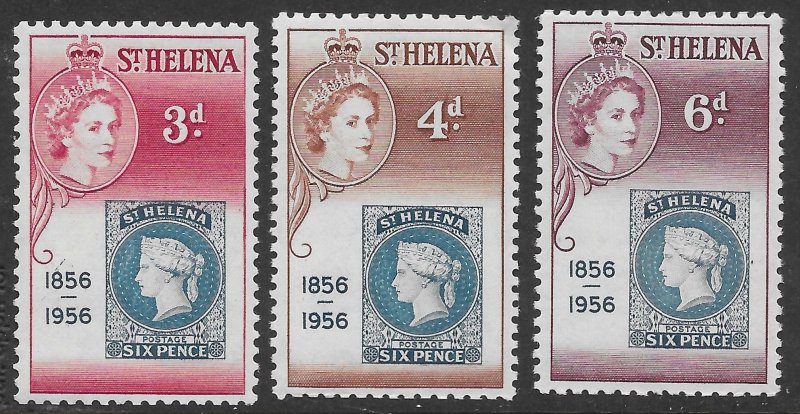 St. Helena Scott 153-155 MLH Stamp Centenary Set of 1956