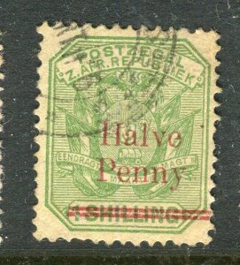 TRANSVAAL; 1893 early classic QV surcharged issue HALVE PENNY used value