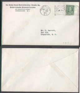 Canada-cover #4496 - 1c KGV pictorial - Vancouver , BC - My 10 1937 - CC The Br