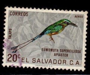 El Salvador Scott C203 Used Turquoise-browed Motmot Airmail stamp