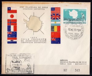 Chile 1975 ANTARCTIC COVER SIGNED AND NUMERED #563 BASE O'HIGGINS