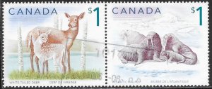 Canada 1689a Used - Fauna - White-Tailed Deer  and Atlantic Walrus