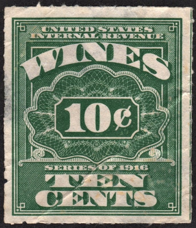 RE65 10¢ Wine Stamp (1933) Used/Creased