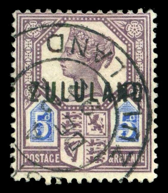 Zululand 1888 QV 5d dull purple & blue very fine used. SG 7. Sc 7.