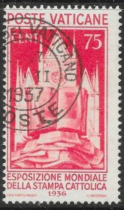 VATICAN CITY SG51 1936 CATHOLIC PRESS EXHIBITION 75c RED USED (r)