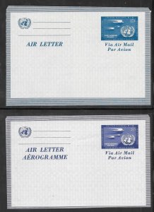 Just Fun Covers United Nations #UC1-UC2 MINT AEROGRAMS TOP HALFS ONLY  (my2608)