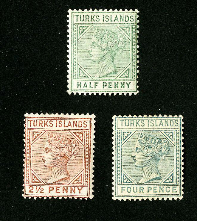 Turks Islands Stamps # 48-50 VF OG H Set of 3 Scott Value $85.00