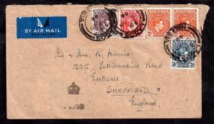 Nigeria 1946 KGVI multistamp postal history airmail cover to UK WS5239