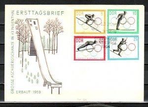 German Dem. Rep. Scott cat. 680-682, B111. Innsbruck Olympics. First day cover.